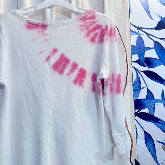 Women’s Fresh Produce Long Sleeve Pink & White Tie Dye Terry Knit Pullover S - Picture 6 of 8